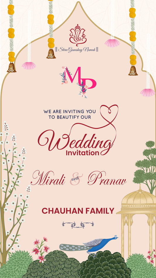 Royal & Elegant PDF Invitation without Caricature - CODE WV14014