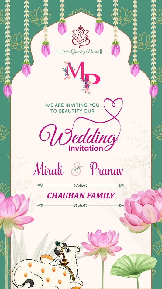 Pichwai PDF Invitation without Caricature - CODE WV14013