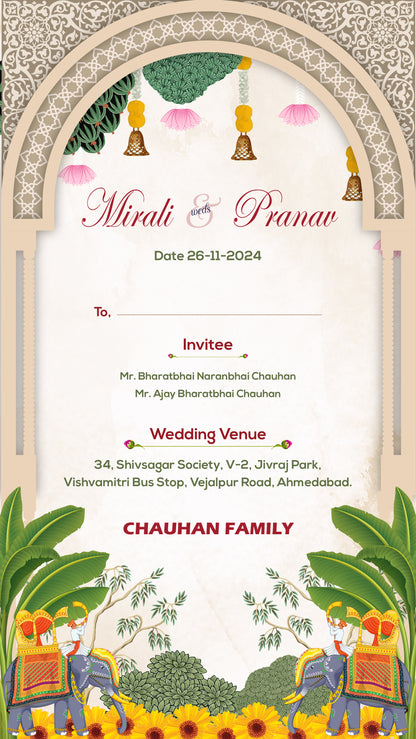 Indian Tradition PDF Invitation with Caricature - WCODE WV14011