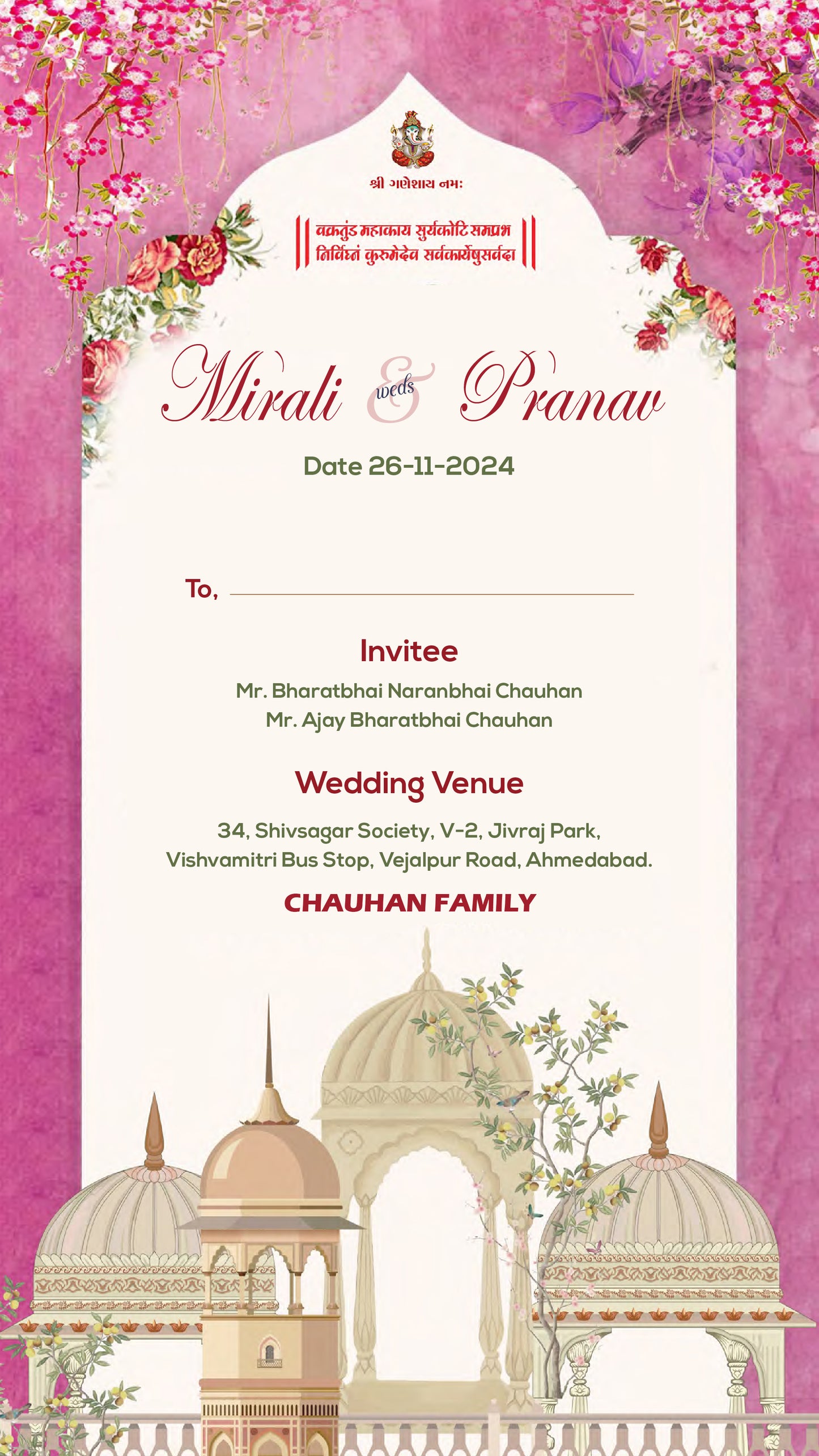 Floral Multicolor PDF Invitation without Caricature