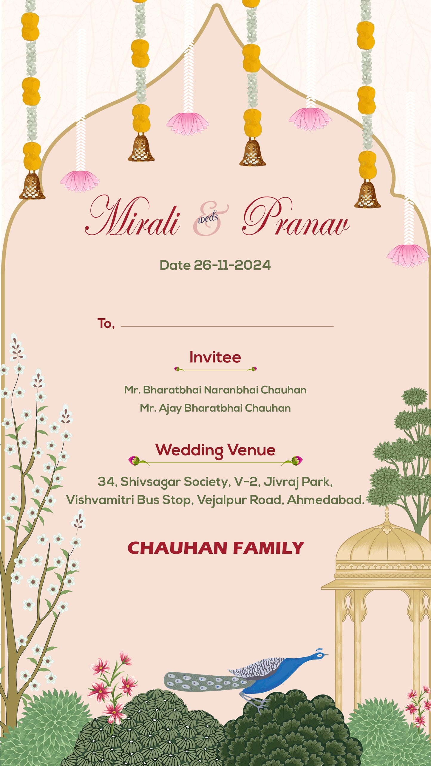 Royal & Elegant PDF Invitation without Caricature - CODE WV14014