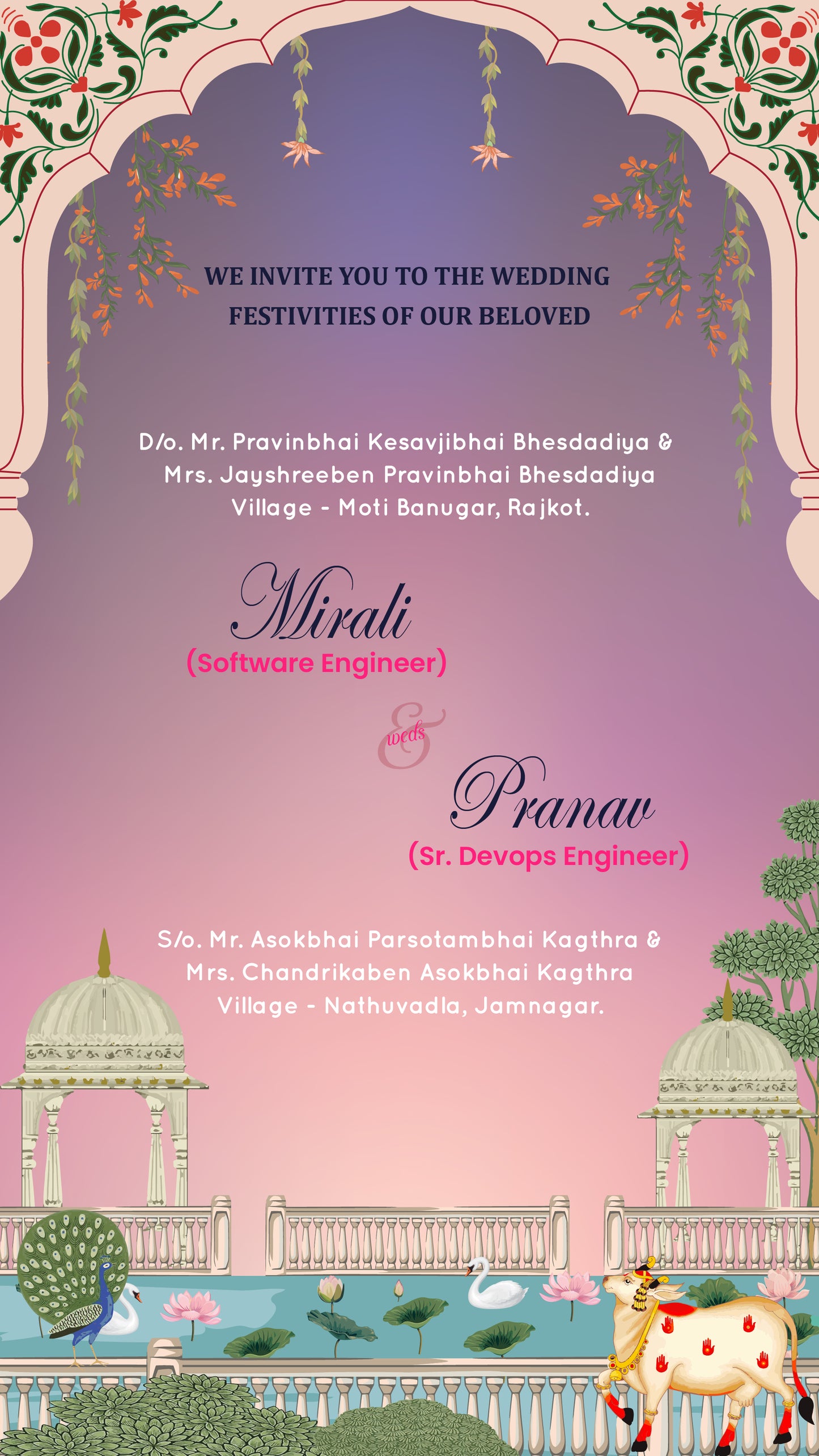 Royal PDF Invitation with Caricature - WCODE WV14015