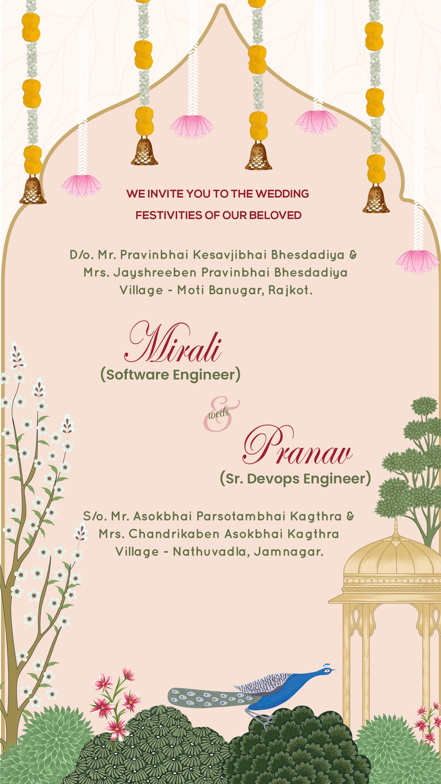 Royal & Elegant PDF Invitation with Caricature - WCODE WV14014