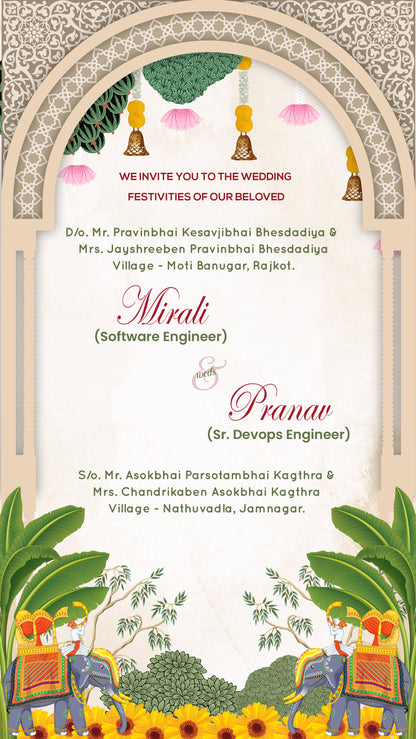 Indian Tradition PDF Invitation with Caricature - WCODE WV14011