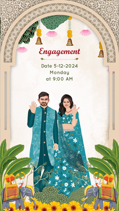 Indian Tradition PDF Invitation with Caricature - WCODE WV14011