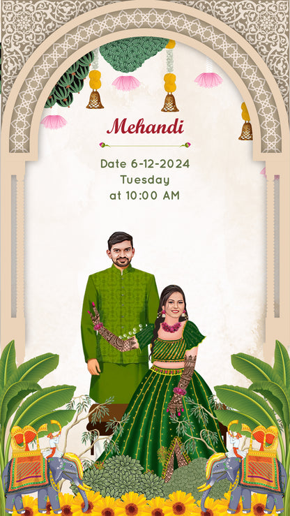 Indian Tradition PDF Invitation with Caricature - WCODE WV14011