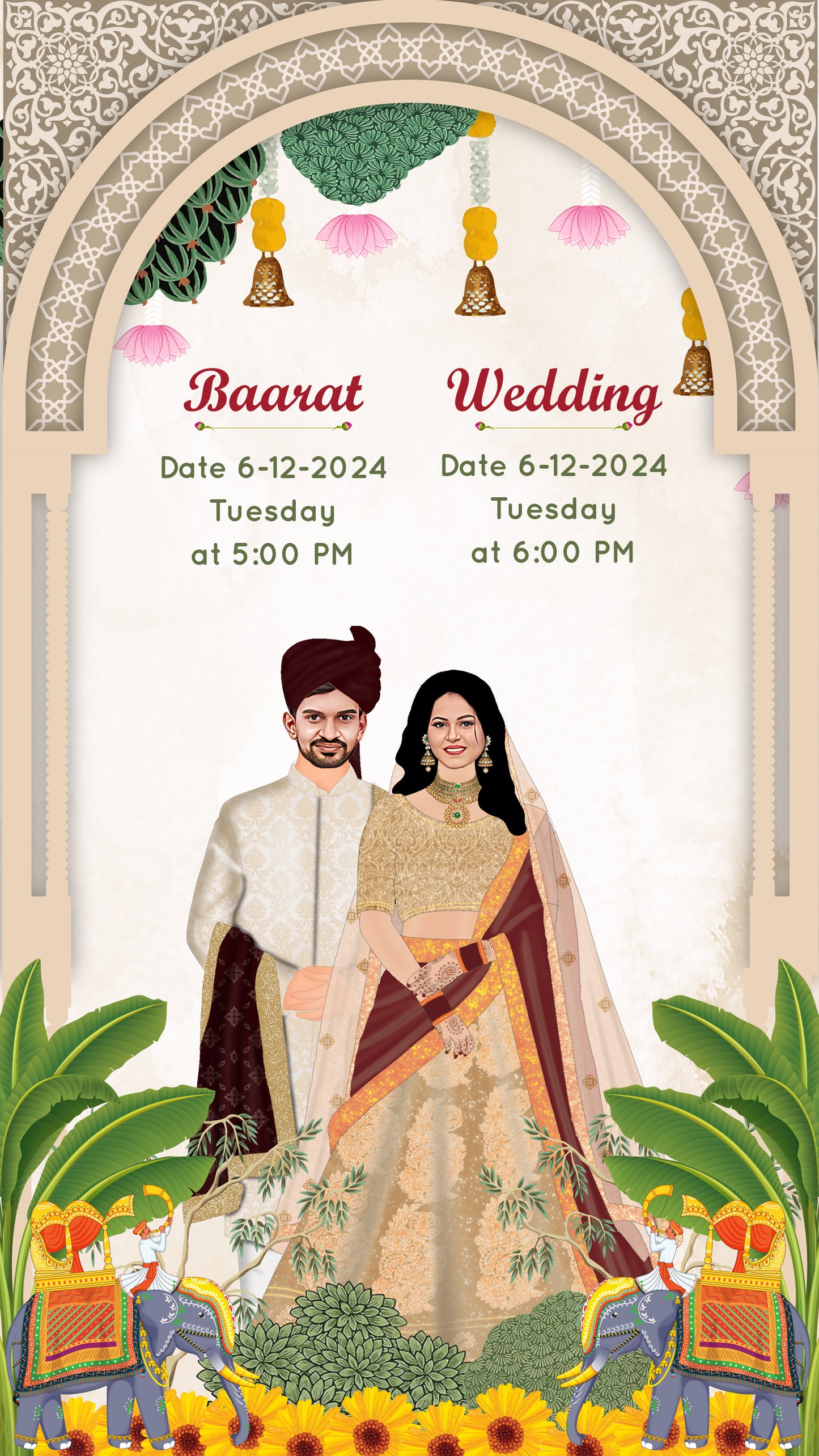 Indian Tradition PDF Invitation with Caricature - WCODE WV14011