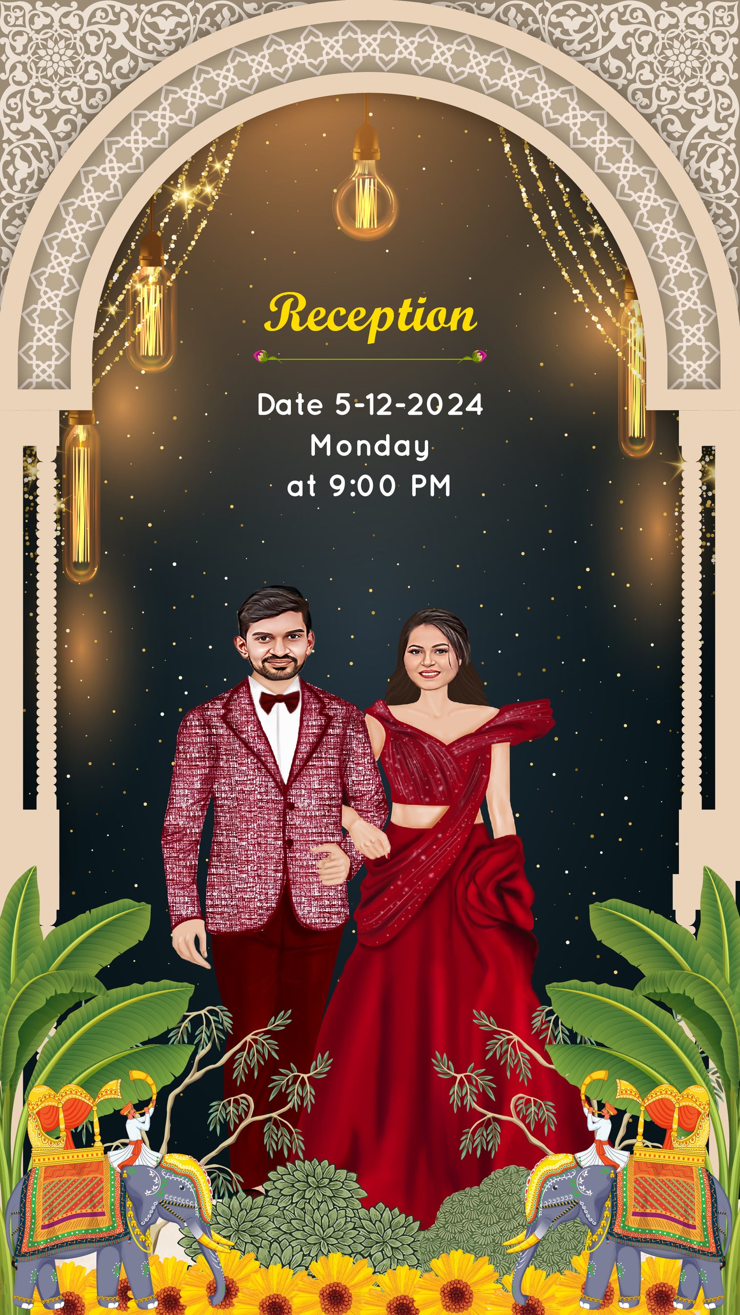 Indian Tradition PDF Invitation with Caricature - WCODE WV14011