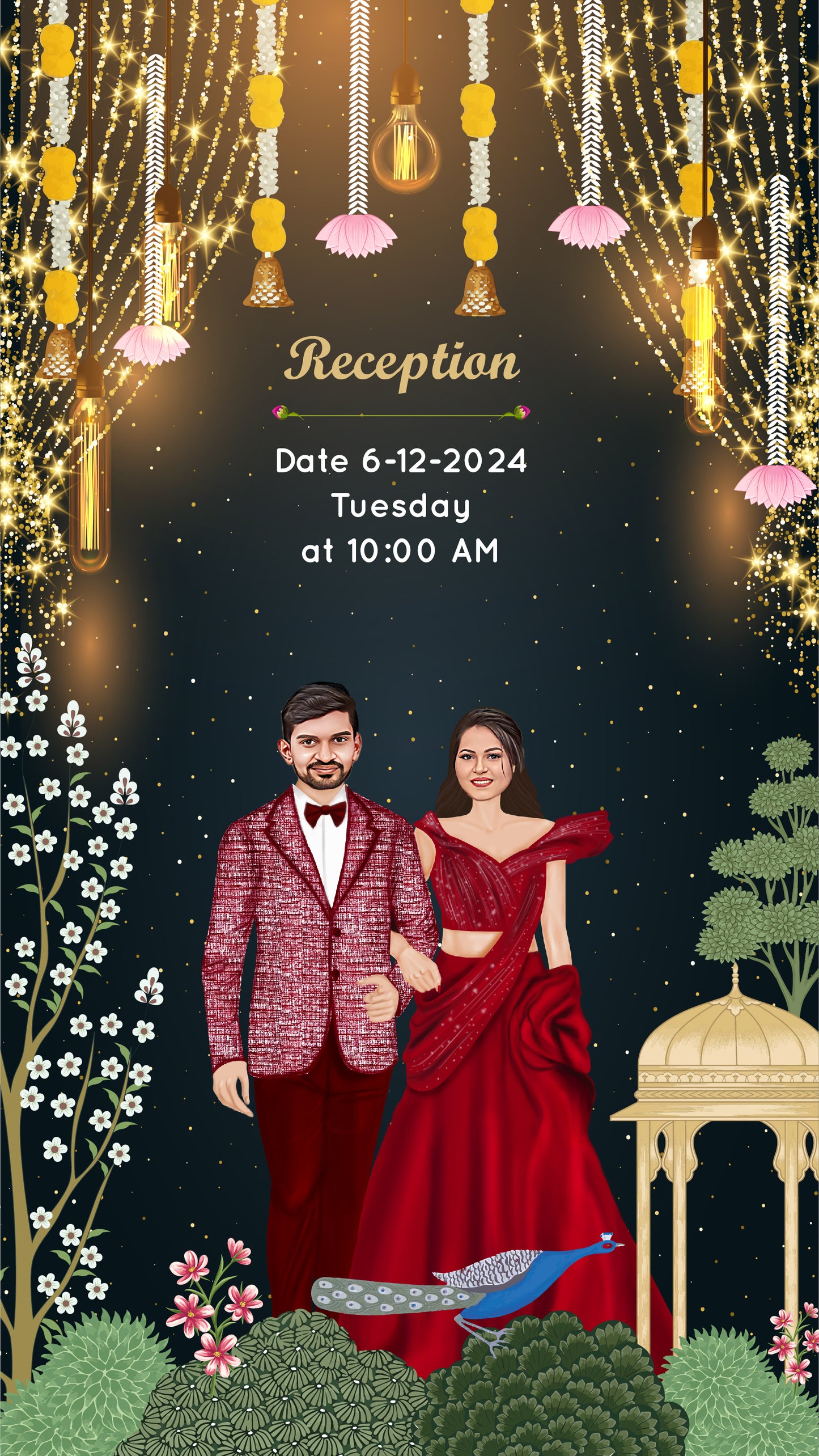 Royal & Elegant PDF Invitation with Caricature - WCODE WV14014