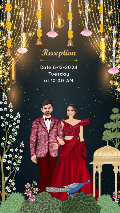 Royal & Elegant PDF Invitation with Caricature - WCODE WV14014