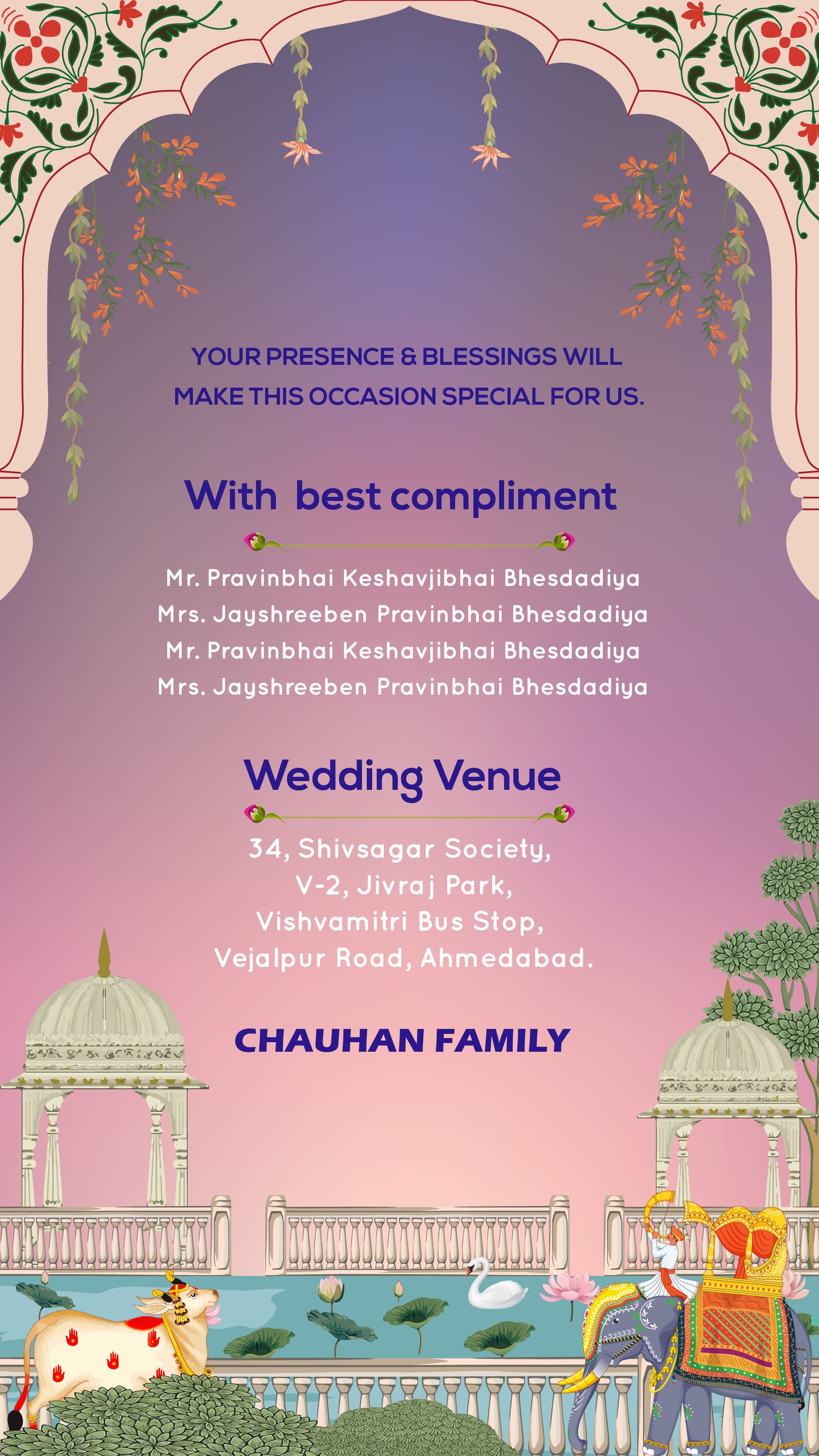 Royal PDF Invitation without Caricature - CODE WV14015