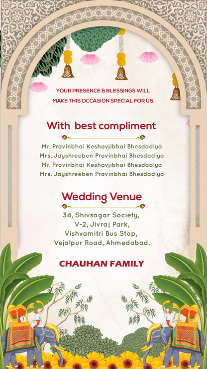 Indian Tradition PDF Invitation with Caricature - WCODE WV14011