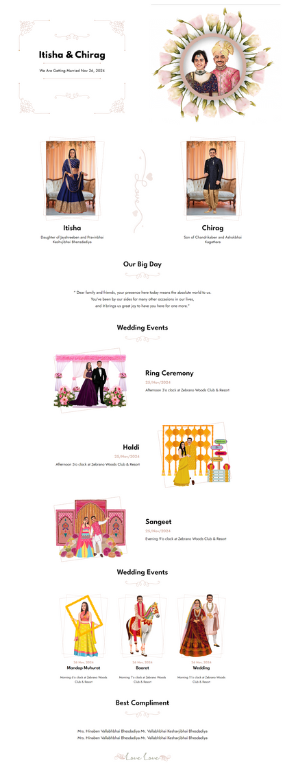 Infinite Love with Caricature Website Wedding Invitation