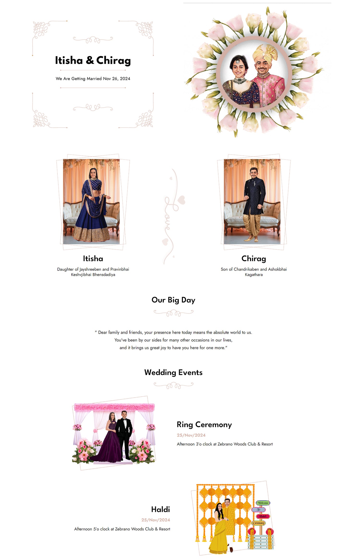 Infinite Love with Caricature Website Wedding Invitation