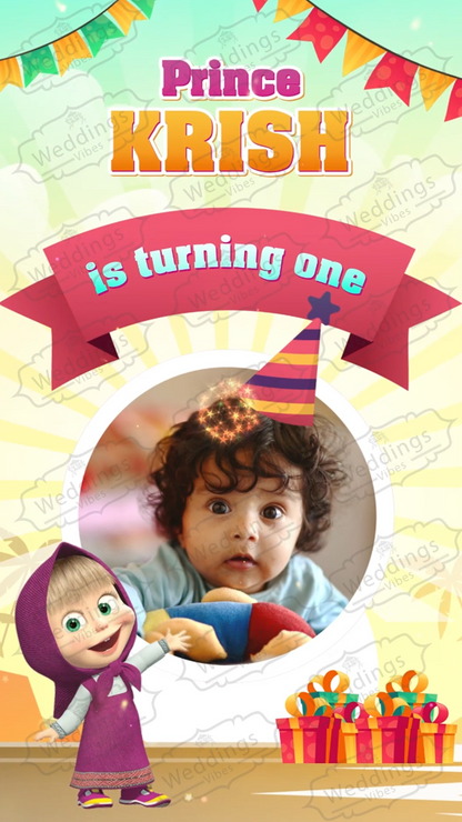 Masha & The Bear Birthday Invitation