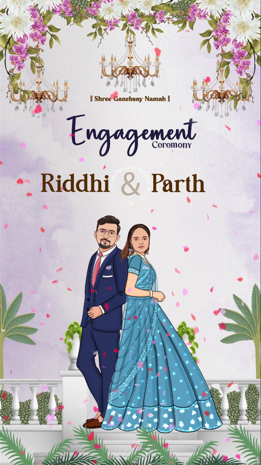 Rose Theme Engagement Invitation